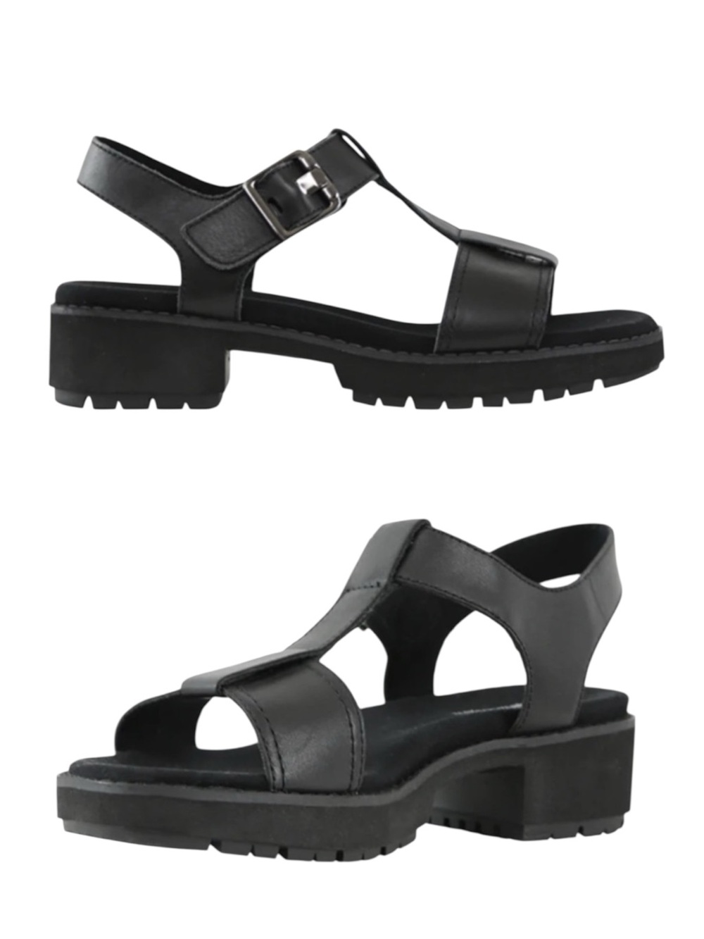MUNRO LEATHER MEL Supple Calf  Leather Sandals EVA Lug sole Black Size 7.5
NWOT